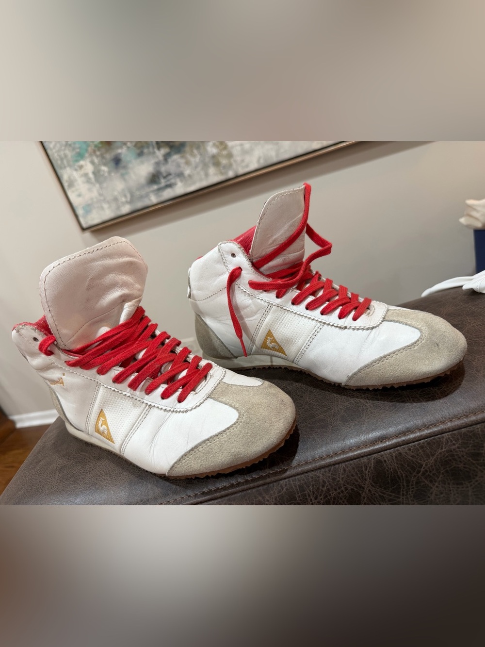 Le Coq Sportif Red and White Leather High-Tops